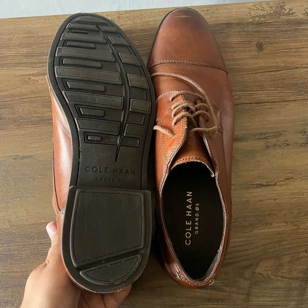 Cole Haan Men’s Jay Grand Cap Toe Oxfords Tan Leather Size 10